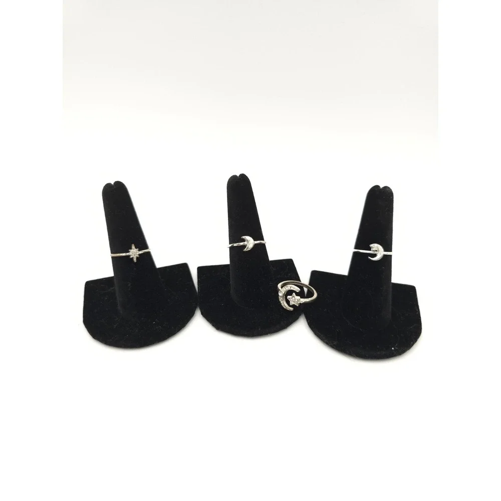 Lot Of 4 Moon Stars Silver‎ Tone Rings v size 7.25